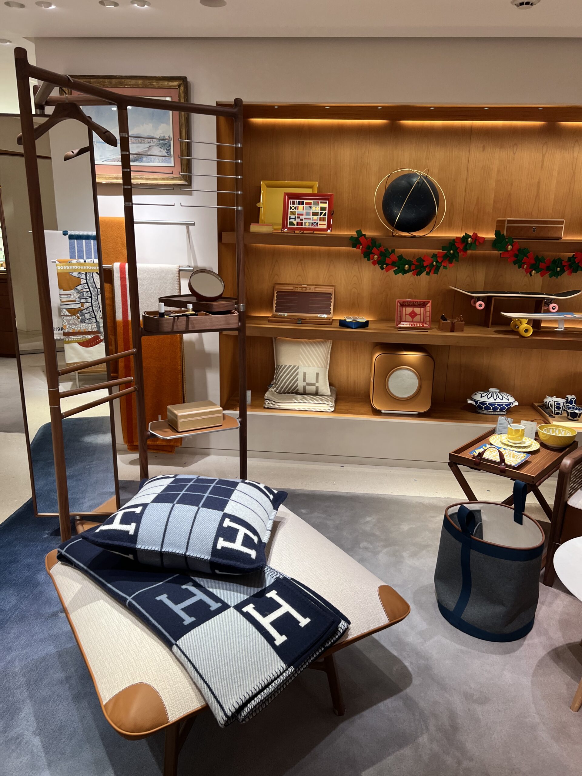 Hermes store interior plaid