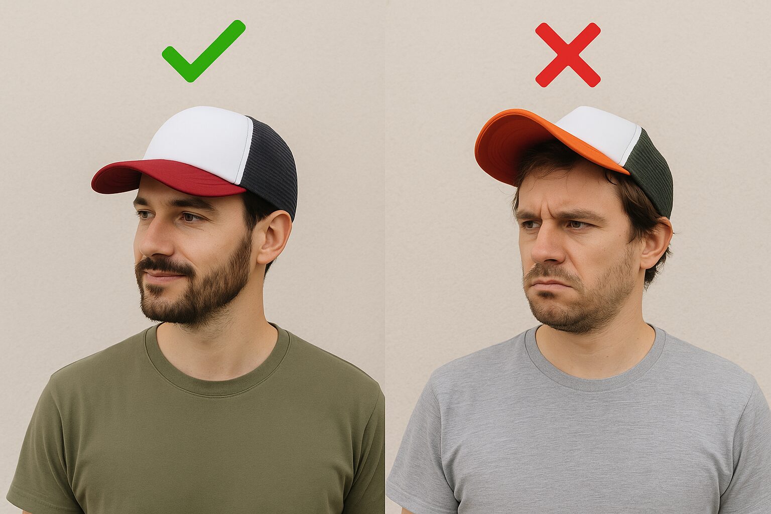 homme souriant avec casquette rouge et verte